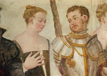 Invitation to the Dance, detalje af to hoveder, 1570 fresco